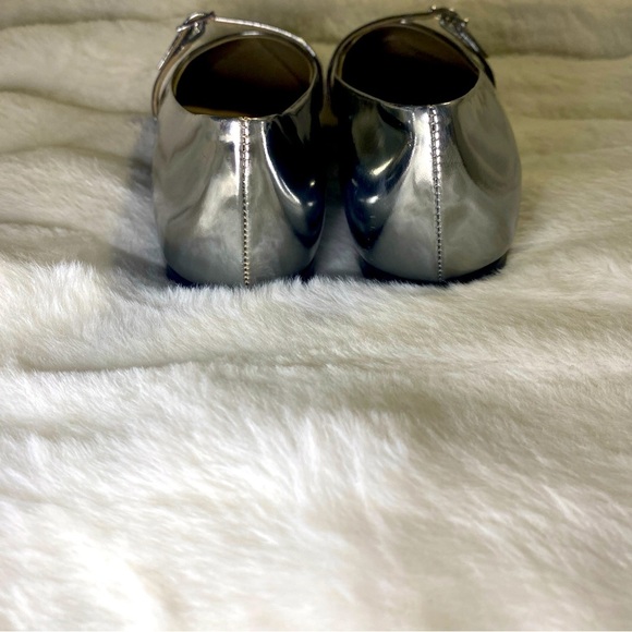 New Theory Silver Metallic Leather Ballet Shoes - Size 37 - Picture 8 of 11